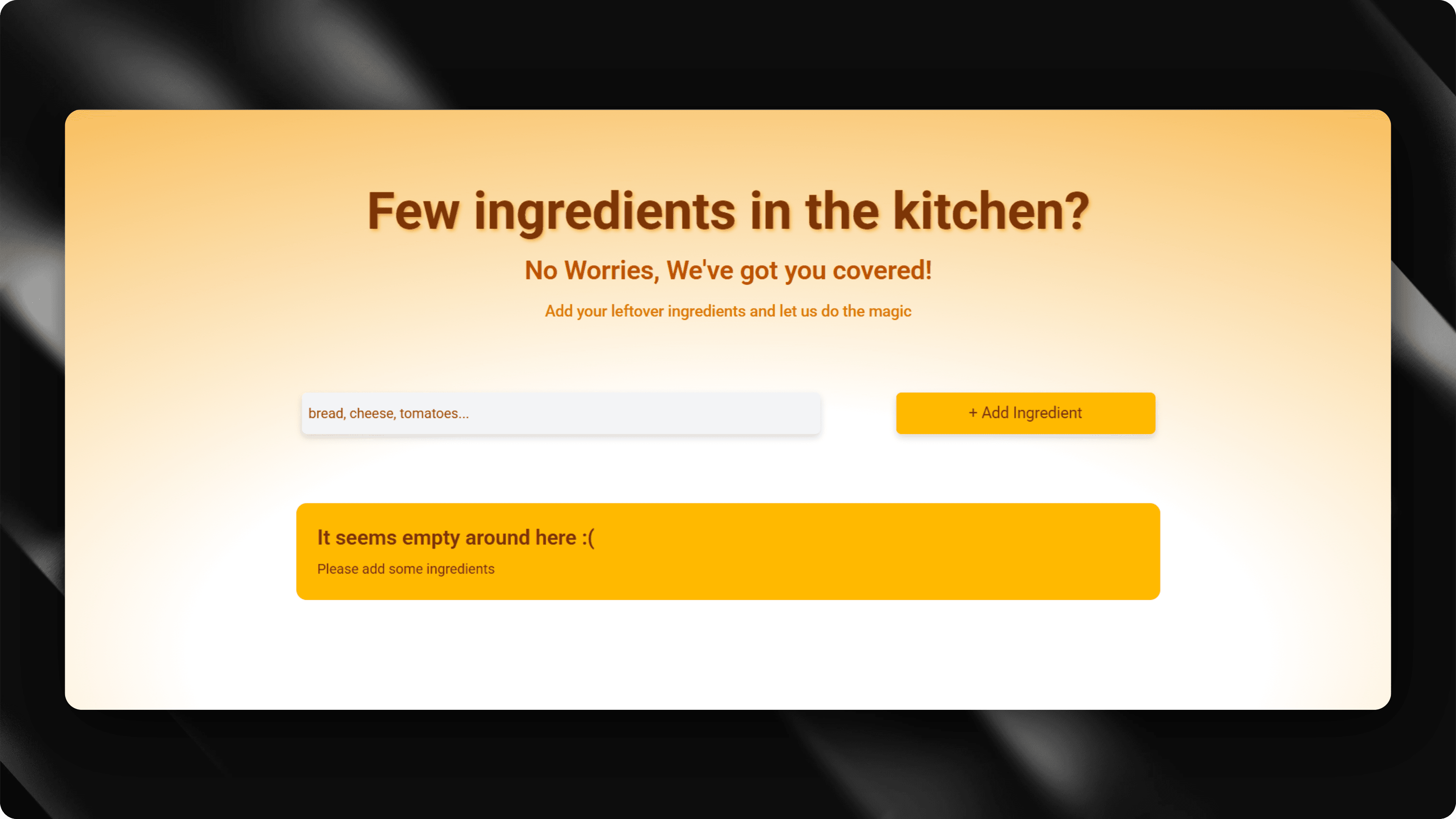 AI Recipe Generator website