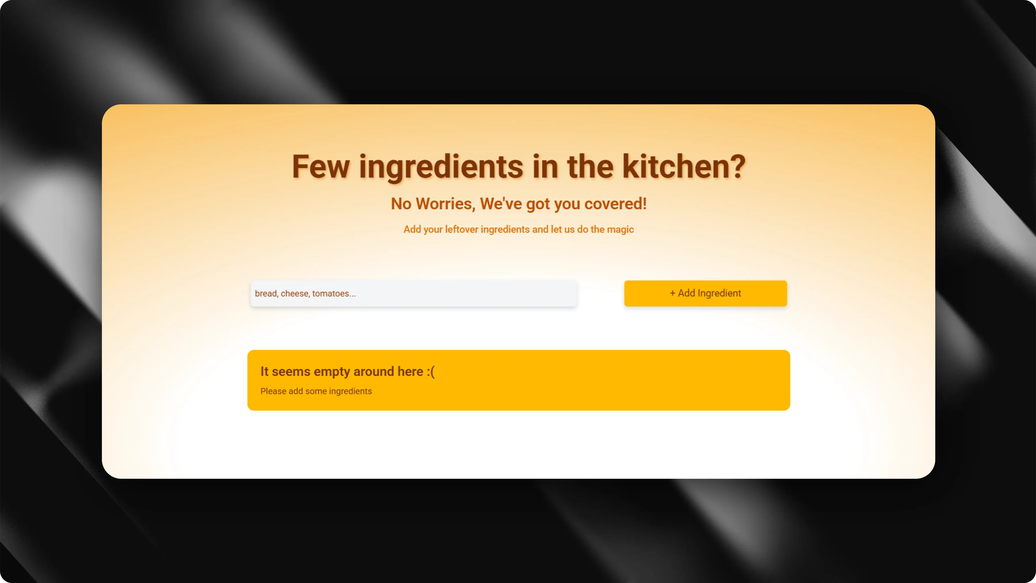 AI Recipe Generator website